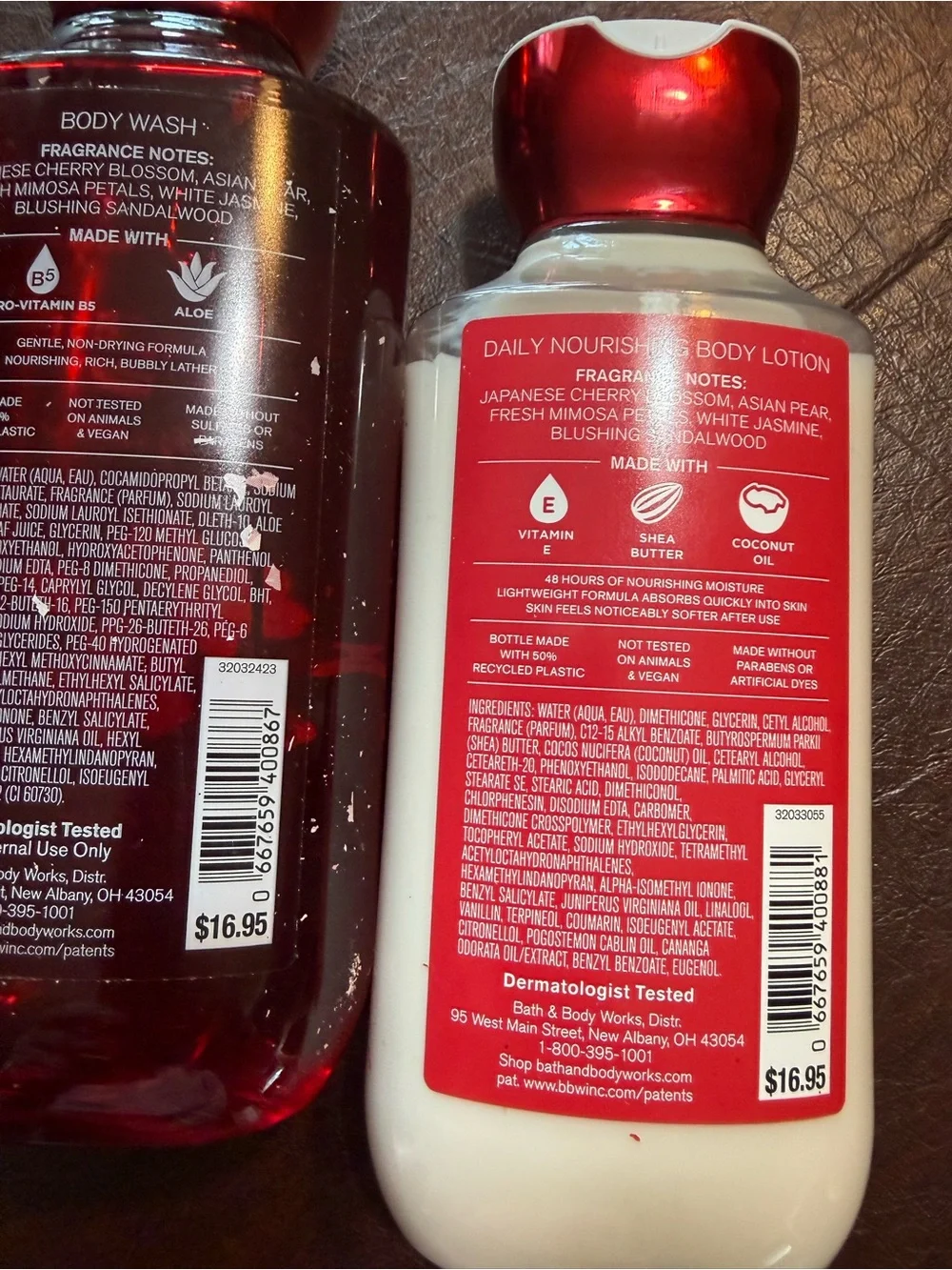 Bath & Body Works Japanese Cherry Blossom Scented Body Wash & Lotion - Red/White